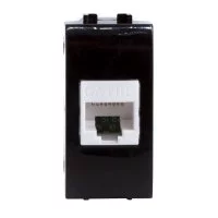 Розетка для кабель-канала компьютерная DKC Brava черная RJ45 2 модуля (77654N)