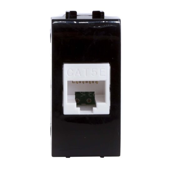 Розетка для кабель-канала компьютерная DKC Brava черная RJ45 2 модуля (77654N)
