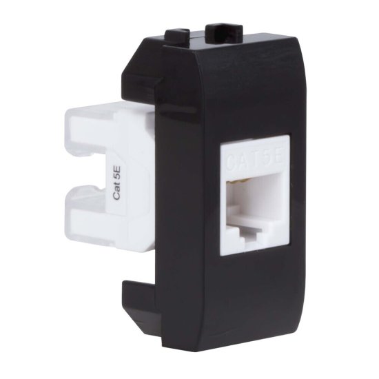 Розетка для кабель-канала компьютерная DKC Brava черная RJ45 1 модуль (77654N)