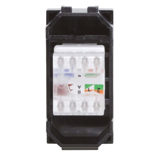 Розетка для кабель-канала компьютерная DKC Brava черная RJ45 1 модуль (77654N)