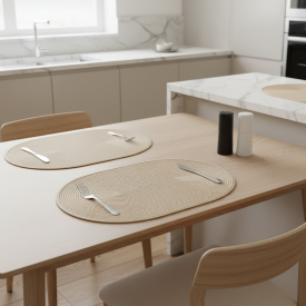 Салфетка под столовые приборы Vidage 45x30 см овальная полипропилен цвет бежевый