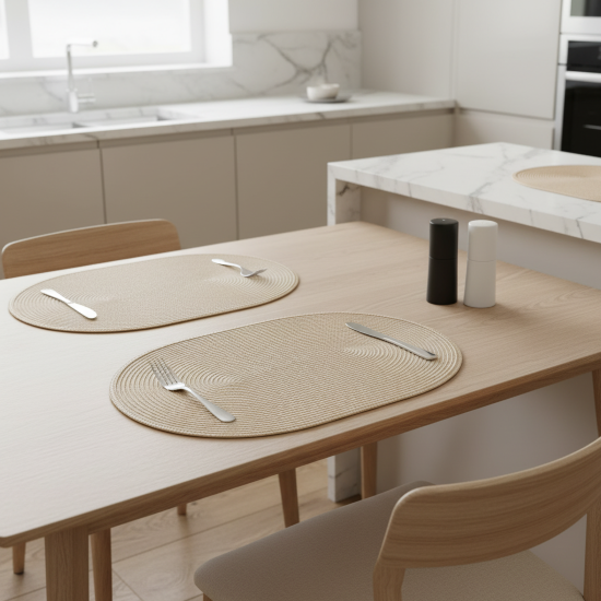 Салфетка под столовые приборы Vidage 45x30 см овальная полипропилен цвет бежевый