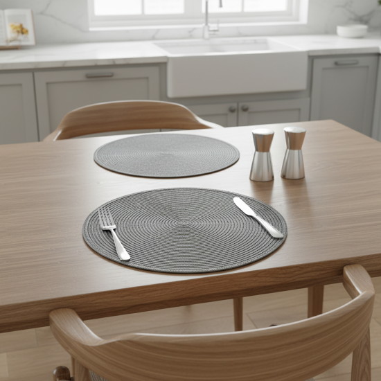 Салфетка под столовые приборы Vidage ø35 см круглая полипропилен цвет серый