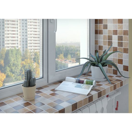 Мозаика керамическая KREAFORTA бежево-коричневая 300x300x5 мм