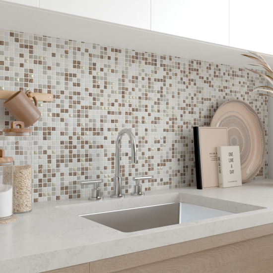 Мозаика стеклянная KREAFORTA бежевая 300x300x4 мм