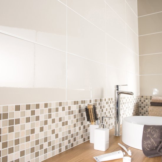 Мозаика стеклянная KREAFORTA бежевая 300x300x4 мм