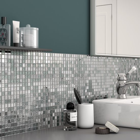 Мозаика стеклянная KREAFORTA серый микс 297x297x4 мм