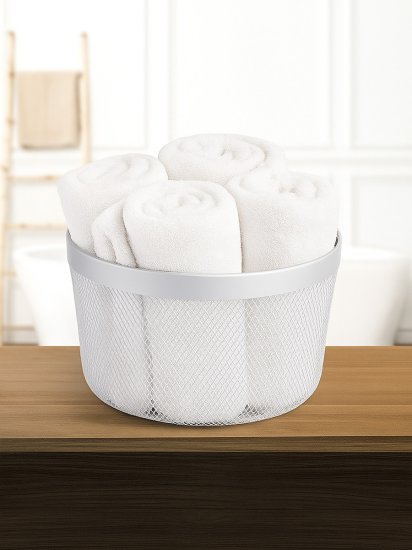 Корзина для хранения Уют мелкая сетка металл белый 12 л