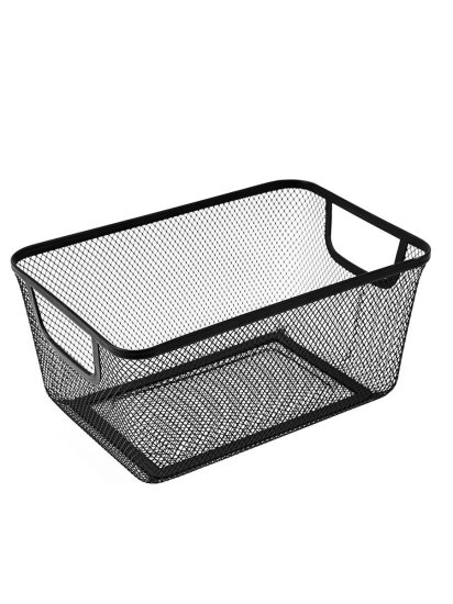 Корзина для хранения Уют мелкая сетка квадратная металл черный 9л