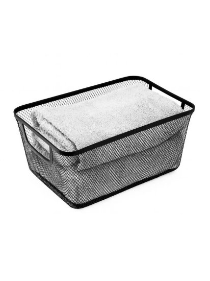 Корзина для хранения Уют мелкая сетка квадратная металл черный 9л