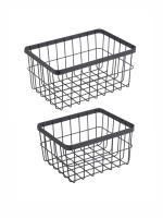 Набор из 2 корзин Уют крупная сетка металл черный 8+5 л