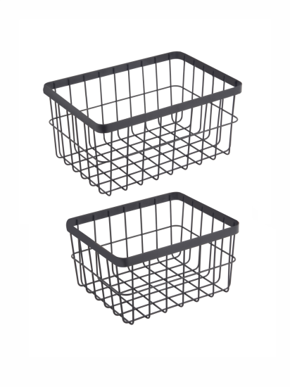 Набор из 2 корзин Уют крупная сетка металл черный 8+5 л