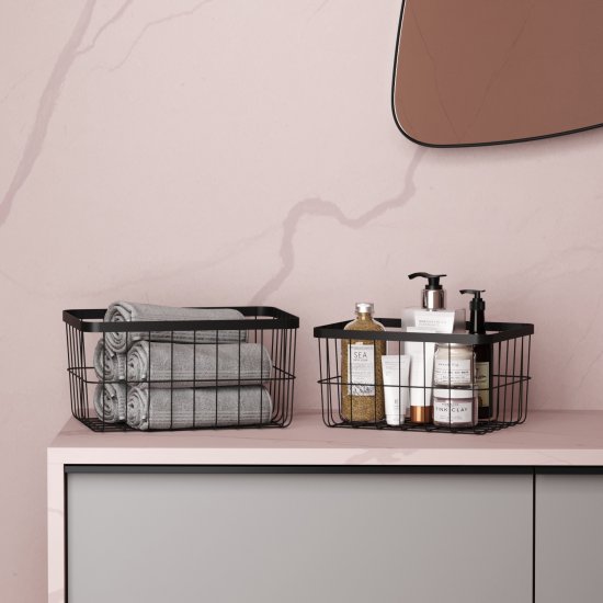 Набор из 2 корзин Уют крупная сетка металл черный 8+5 л