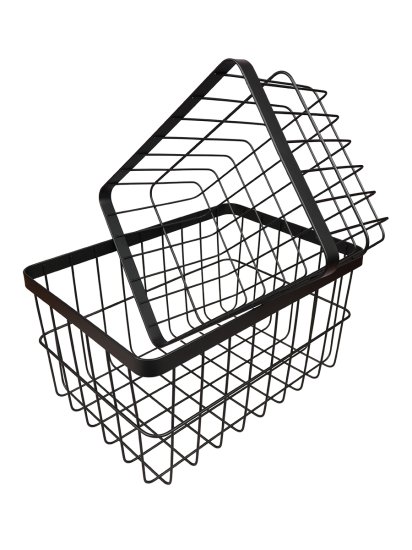 Набор из 2 корзин Уют крупная сетка металл черный 8+5 л