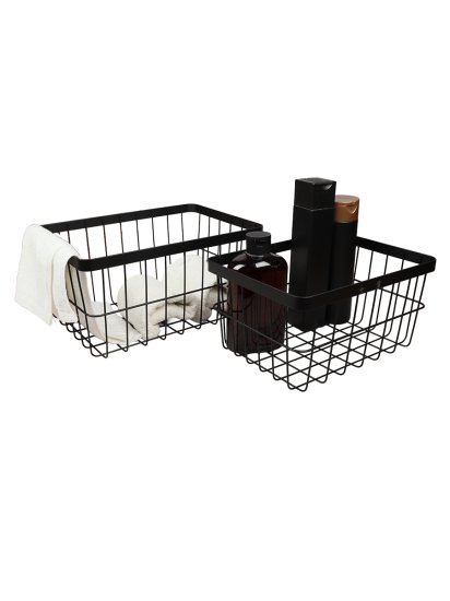 Набор из 2 корзин Уют крупная сетка металл черный 8+5 л