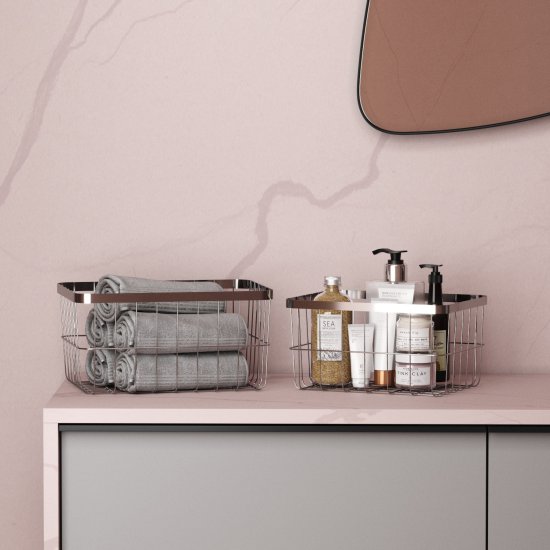 Набор из 2 корзин Уют крупная сетка металл хром 8+5 л