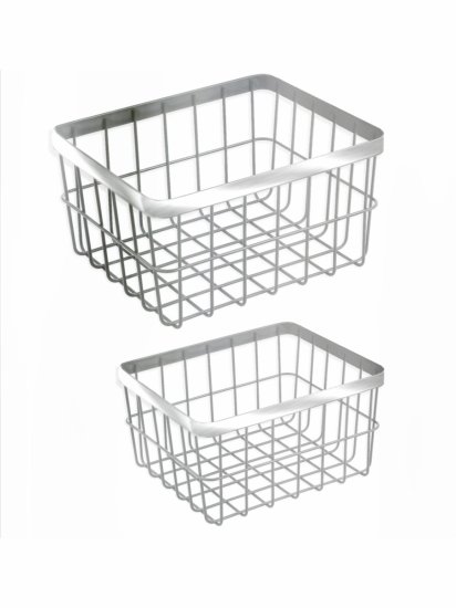 Набор из 2 корзин Уют крупная сетка металл хром 8+5 л