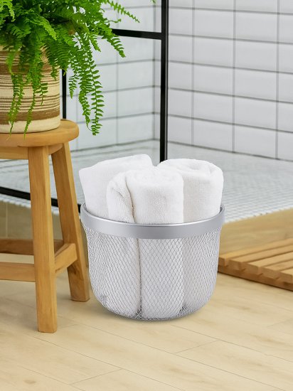 Корзина для хранения Уют мелкая сетка металл хром 12 л