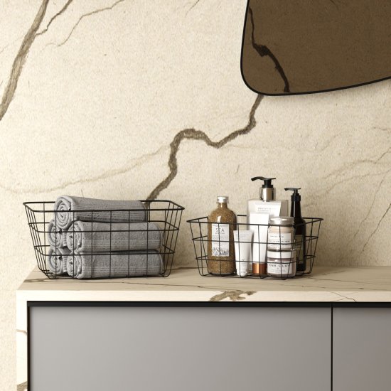 Набор из 2 корзин Уют трапециевидная металл черный 9+5 л