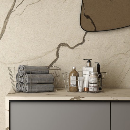 Набор из 2 корзин Уют трапециевидная металл хром 9+5 л