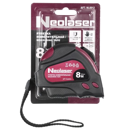 Рулетка Neolaser NL0012 с автостопом 8 м x 25 мм