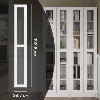 Дверь для шкафа Буккер правая 2 стекла 29.7x193.8x1.6 см ДСП цвет белый