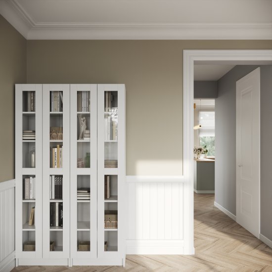 Дверь для шкафа Буккер правая 2 стекла 29.7x193.8x1.6 см ДСП цвет белый