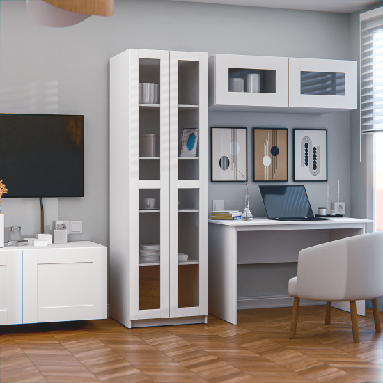 Дверь для шкафа Буккер правая 2 стекла 29.7x193.8x1.6 см ДСП цвет белый