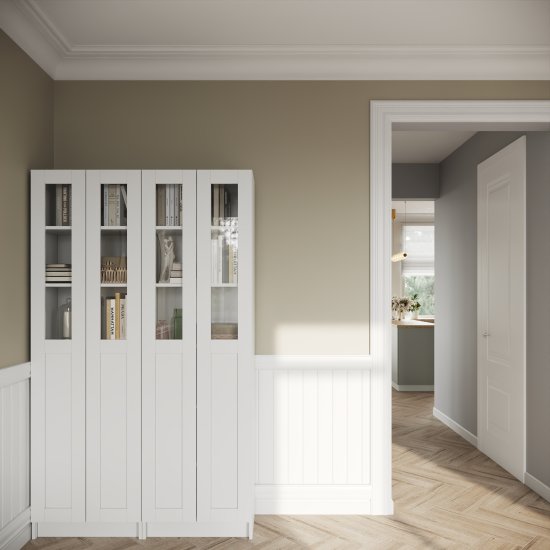 Дверь для шкафа Буккер левая 1 стекло 29.7x193.8x1.6 см ДСП цвет белый