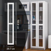 Дверь для шкафа Буккер левая 2 стекла 29.7x193.8x1.6 см ДСП цвет белый