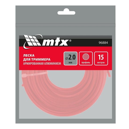 Леска для триммера МТХ звезда 2 мм х 15 м красная (96861)