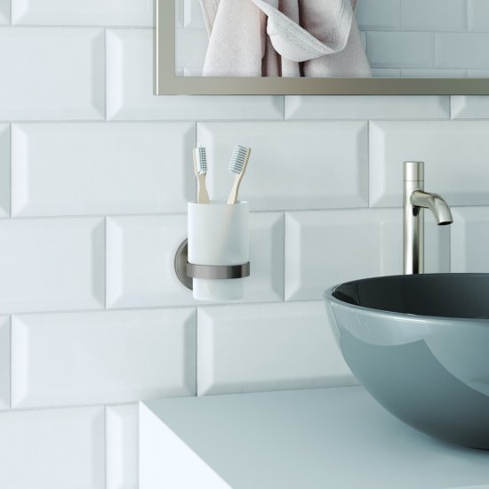 Стакан для ванной Zenfort 21584 с держателем стекло матовый/металл графит (102085)