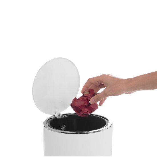 Ведро для мусора Primanova Lenox с крышкой 5 л пластик белое с педалью