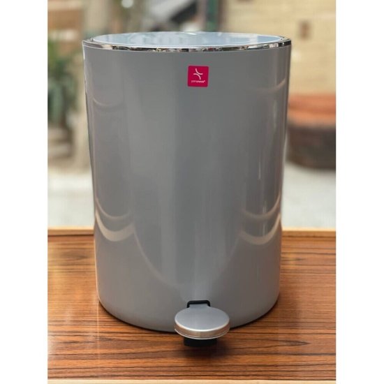 Ведро для мусора Primanova Lenox с крышкой 5 л пластик серое с педалью