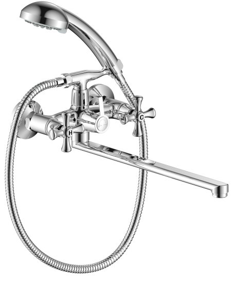 Смеситель для ванны Osgard Norito вентильный с лейкой и шлангом цвет хром