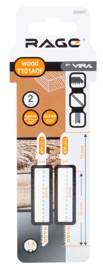 Пилка для электролобзика по дереву и ламинату Rage T101AOF чистый рез, 2 шт.
