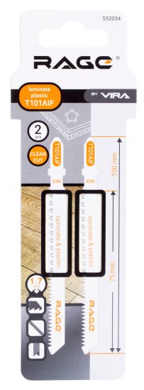 Пилка для электролобзика по дереву и ламинату Rage T101AIF чистый рез, 2 шт.