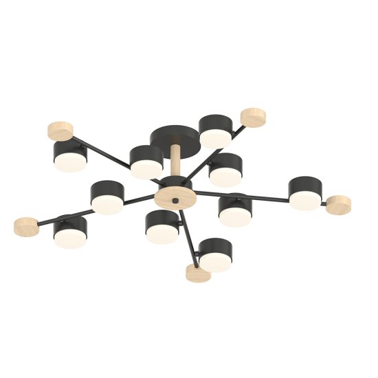 Люстра потолочная Лоре SF5511/10C-BK-WD 10 ламп 24 м² цвет черный