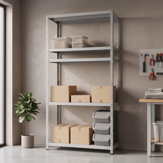 Стеллаж металлический Stynergy 5 полок 200x100x40 см цвет серый нагрузка на полку 100 кг
