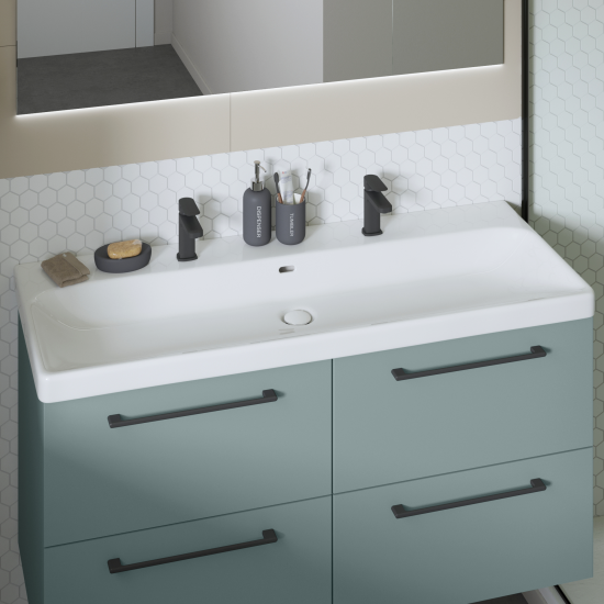 Раковина для двоих KONSENSA Teano 121 см сифон в комплекте