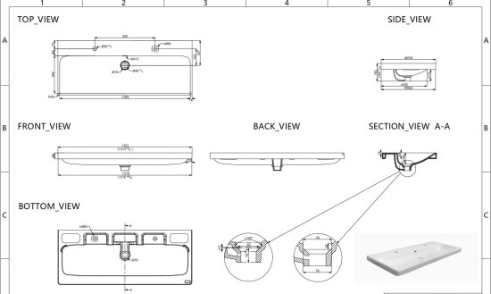 Раковина для двоих KONSENSA Teano 121 см сифон в комплекте