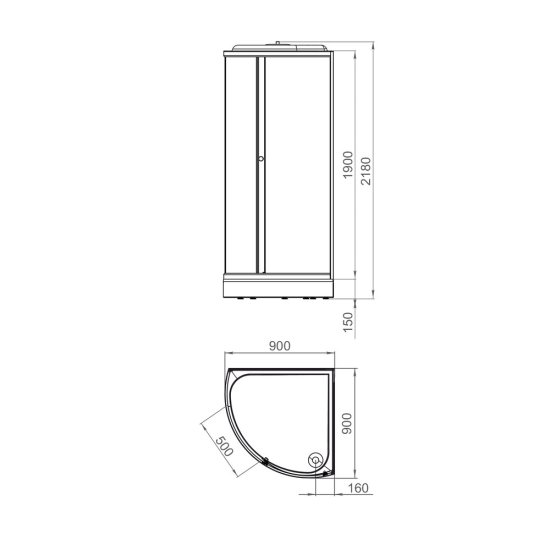 Душевая кабина Domani-Spa Simple 90х90х218 см стекло тонированное 4 мм с низким поддоном полукруг
