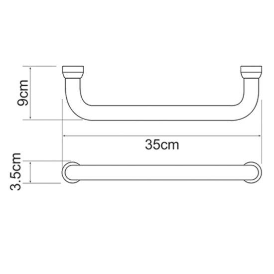 Поручень для ванной WasserKraft 350 мм металл оружейная cталь (K-1066GM)