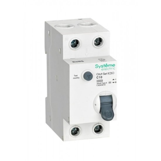 Автомат дифференциальный Systeme Electric City9 Set 10А 1P+N тип A 30 мА 6 кА (C9D65610)