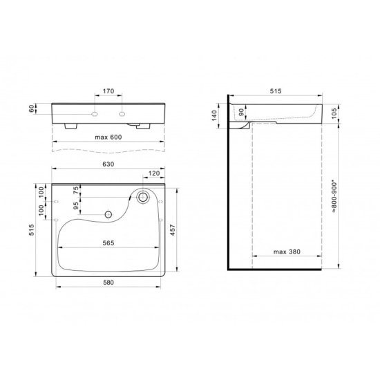 Раковина на стиральную машину Santek Клио с кронштейнами белая (1.WH50.1.770)