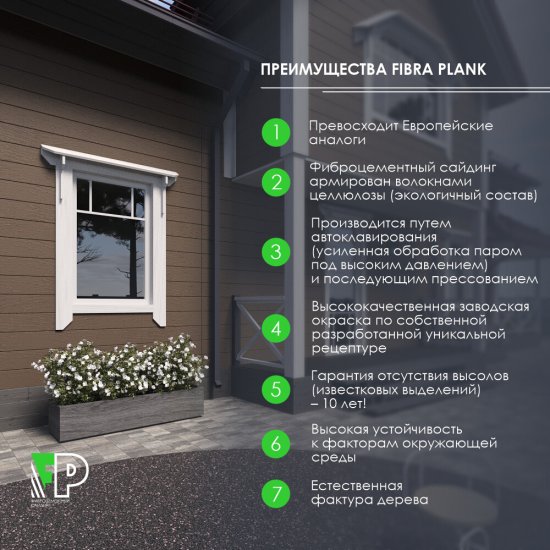 Сайдинг фиброцементный Fibra Plank 3000х200 мм терракотовый
