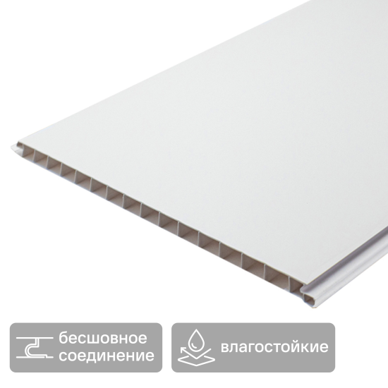 Панель ПВХ Venta Белый глянцевый 3000x250x10 мм 0.75 м²