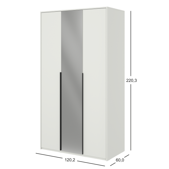 Шкаф распашной Бергамо с 2 дверями и зеркалом 120x220x60 см ЛДСП цвет белый