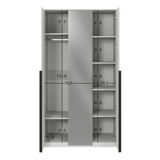 Шкаф распашной Бергамо с 2 дверями и зеркалом 120x220x60 см ЛДСП цвет белый