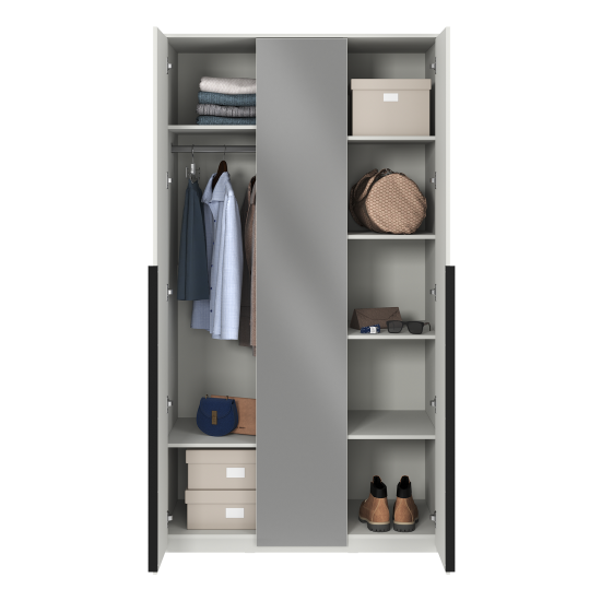 Шкаф распашной Бергамо с 2 дверями и зеркалом 120x220x60 см ЛДСП цвет белый